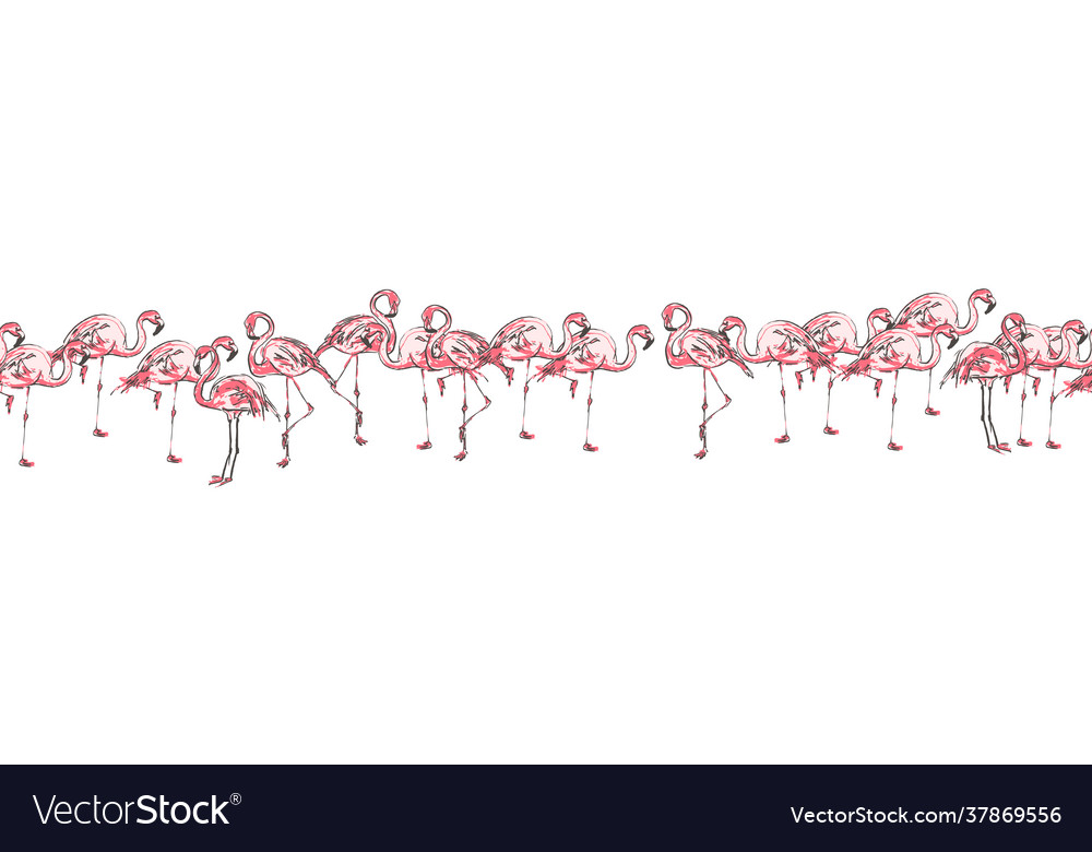 Flamingo bird seamless pattern vector image Flamingo bird seamless pattern