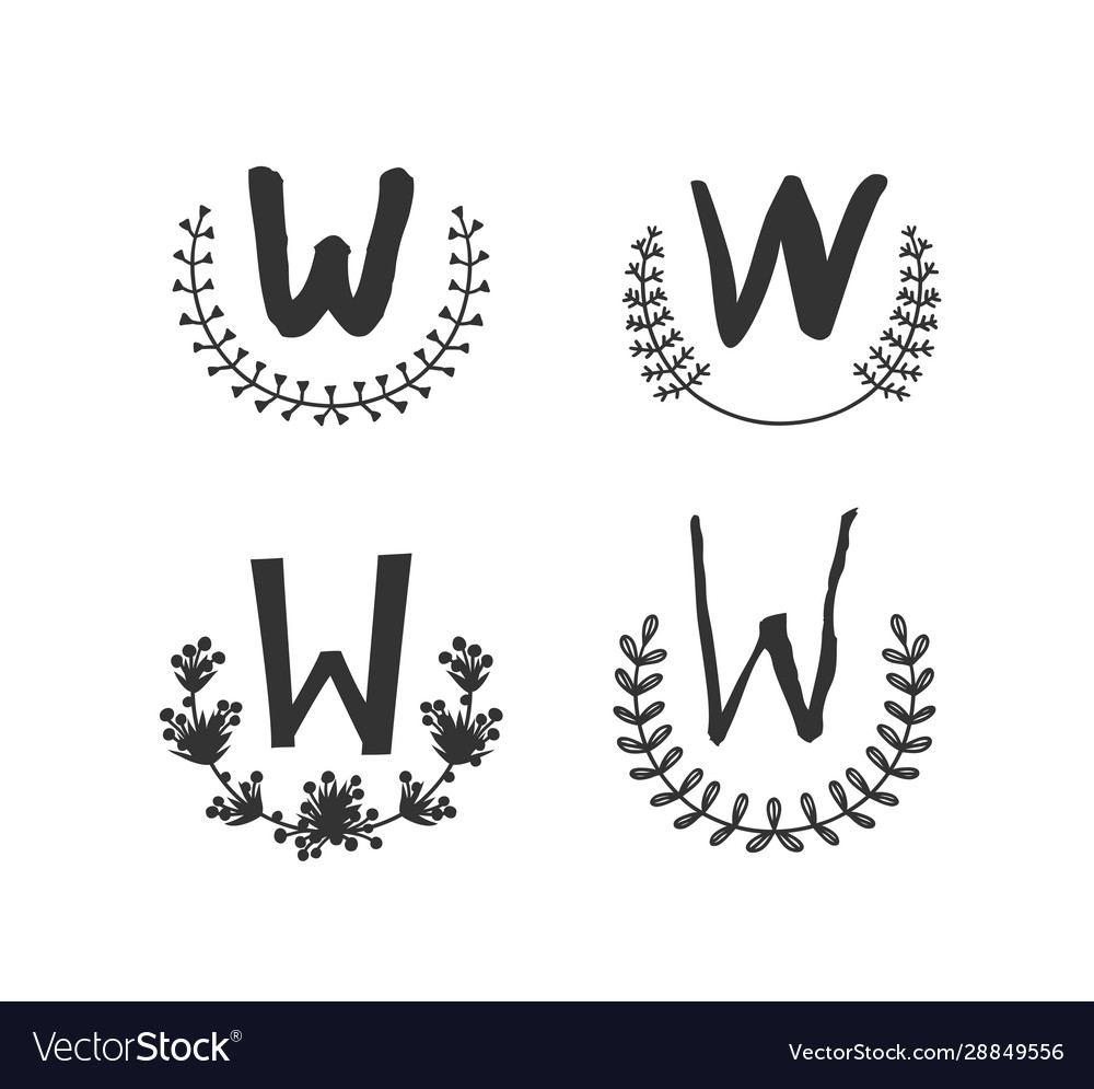 Hand drawn set monogram objects for design use vector image Hand drawn set monogram objects for design use