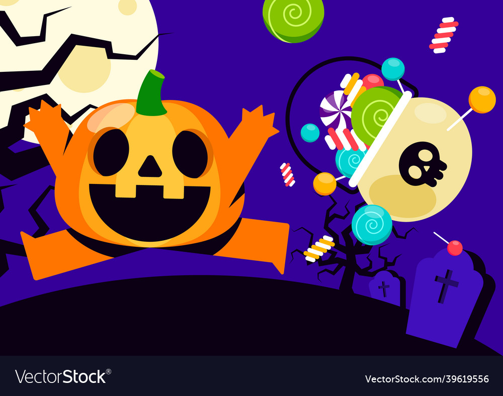 Happy halloween party template design background Vector Image