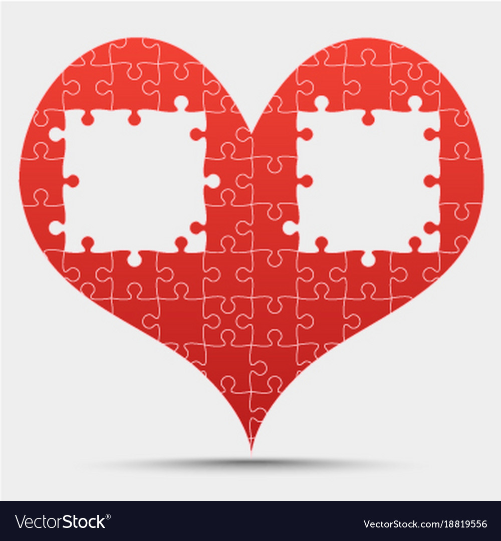 Red piece puzzle heart valentines day love