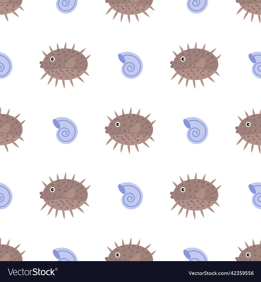 Sea urchin and shell pattern for use in textile vector image Sea urchin and shell pattern for use in textile