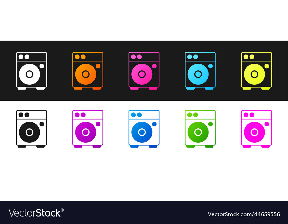 Set guitar amplifier icon isolated on black Vector Image