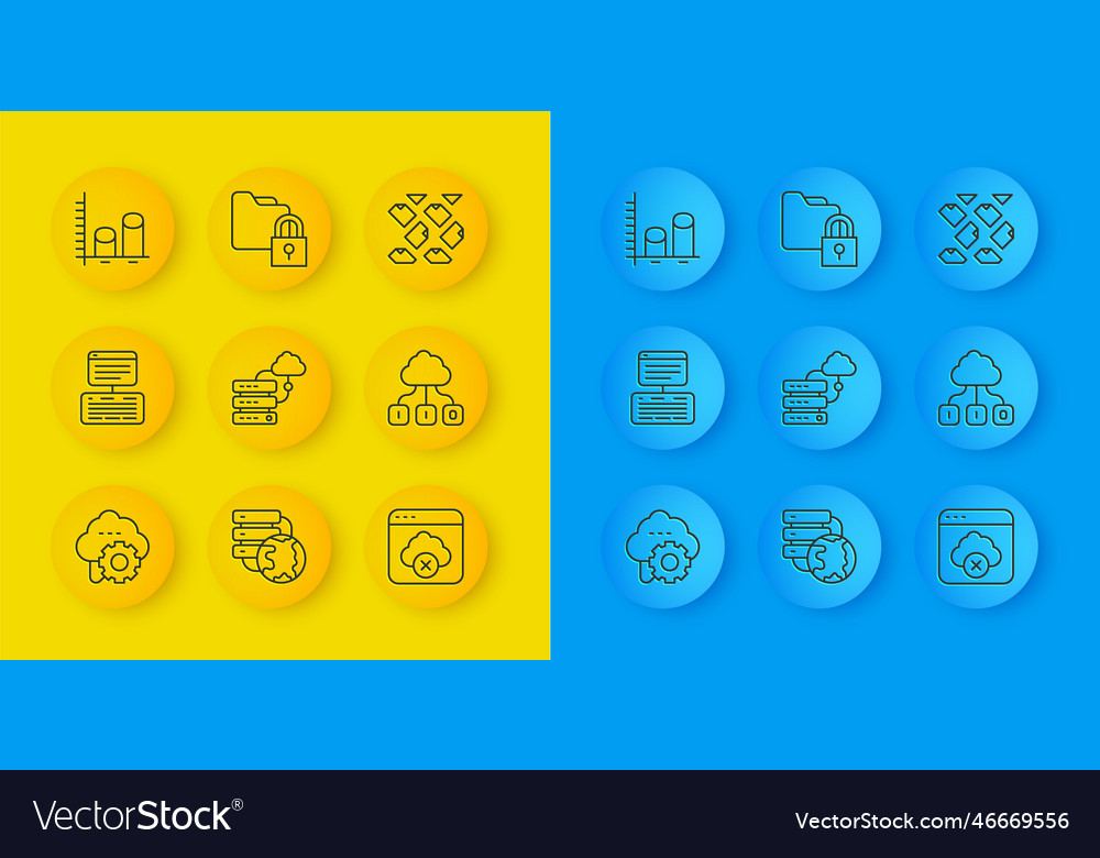 Set line cloud technology data transfer server vector image Set line cloud technology data transfer server