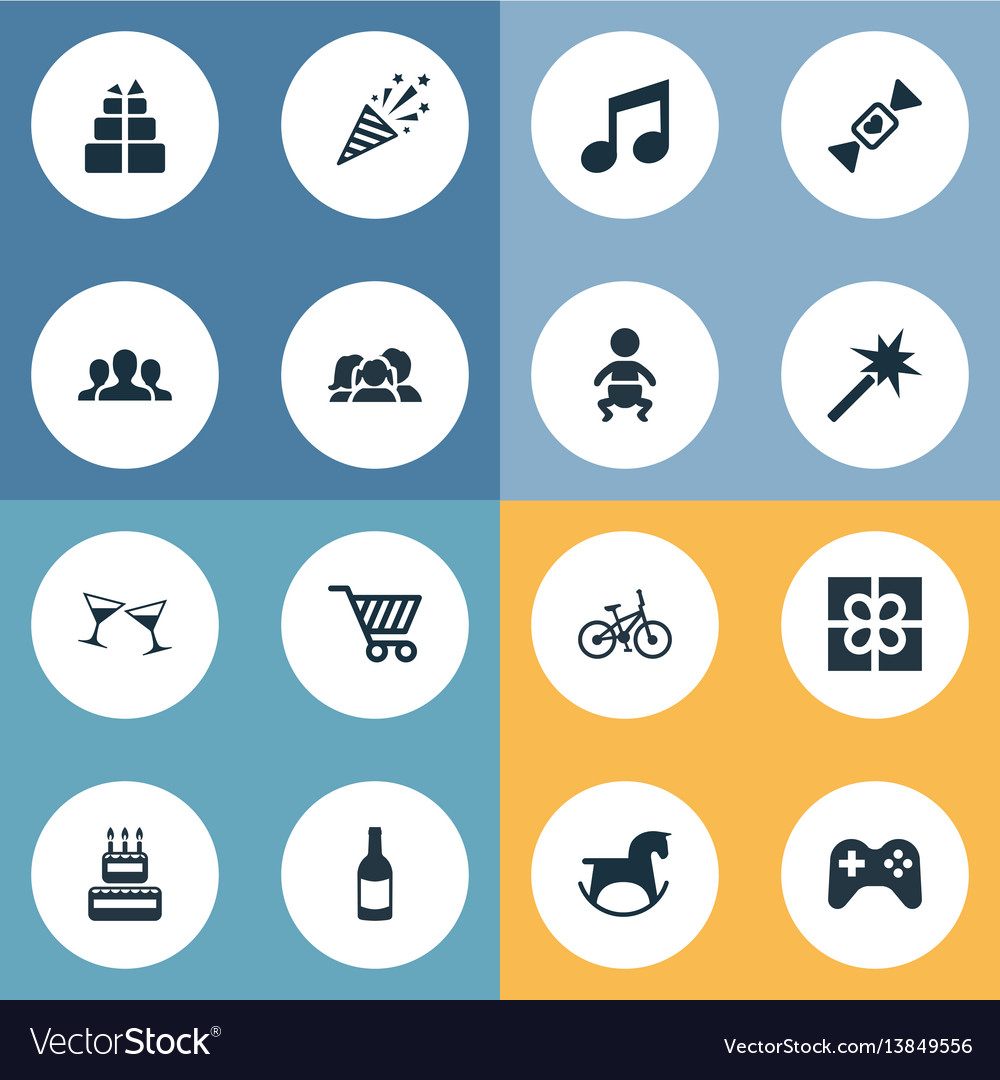 Set of simple birthday icons