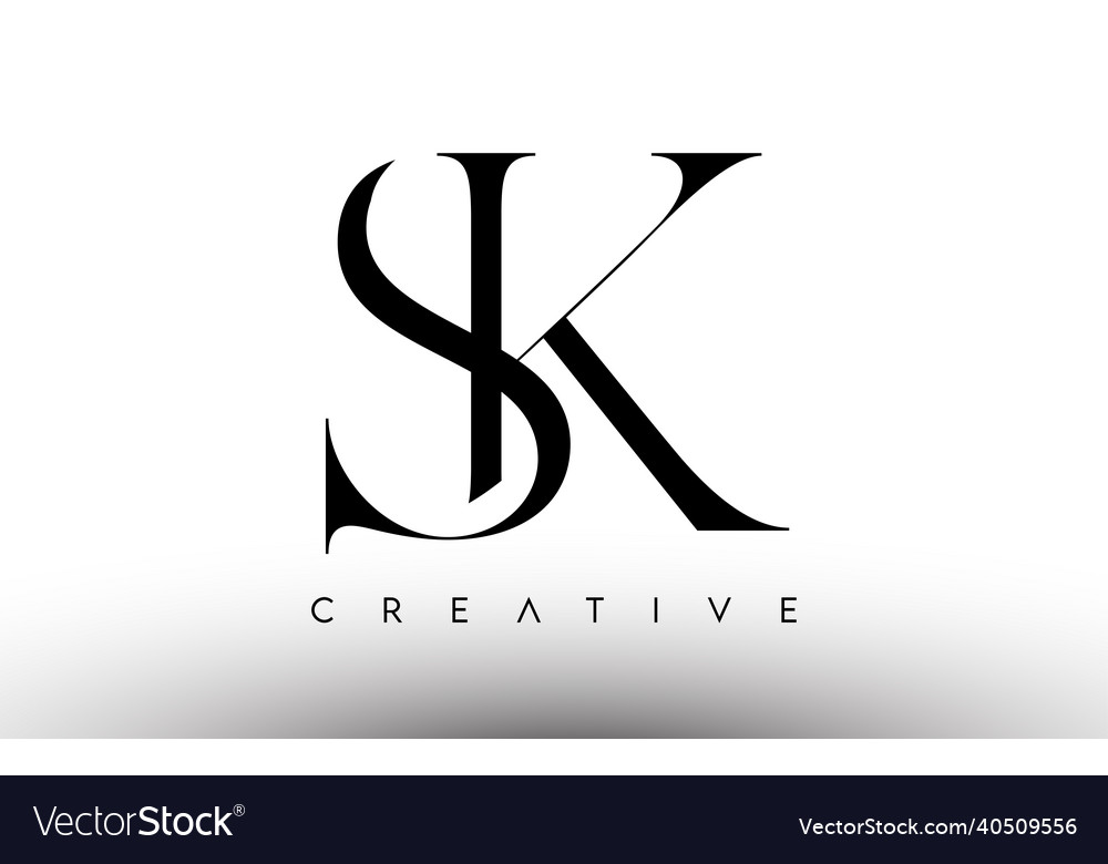 Sk minimalist serif modern letter logo in black Vector Image