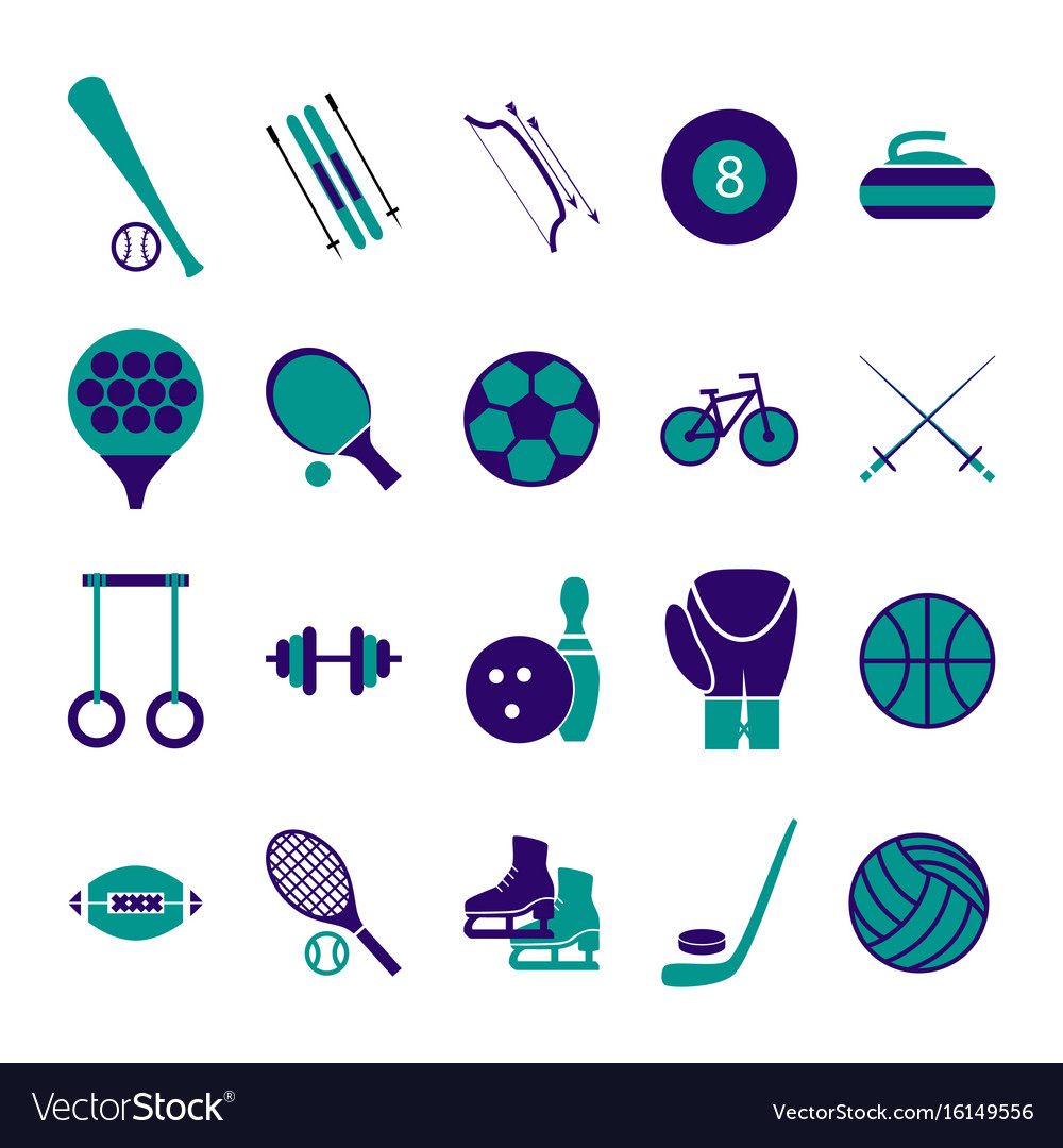 Sportsymbol Zeichen und Symbole blau Set