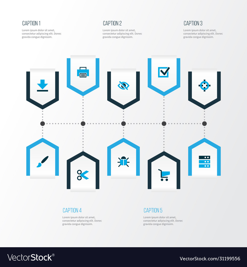 User icons colored set with task target print vector image User icons colored set with task target print