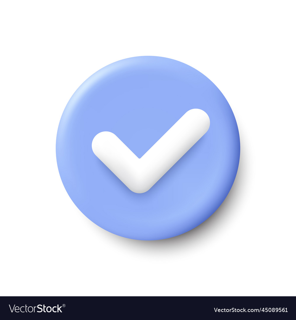 3d check mark icon list button vector image 3d check mark icon list button