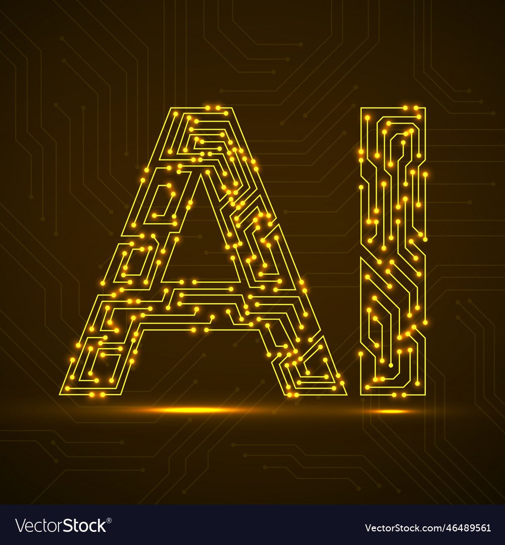 Artificial Intelligence With Circuit Board Vector Image Artificial Intelligence With Circuit Board Vector Image
