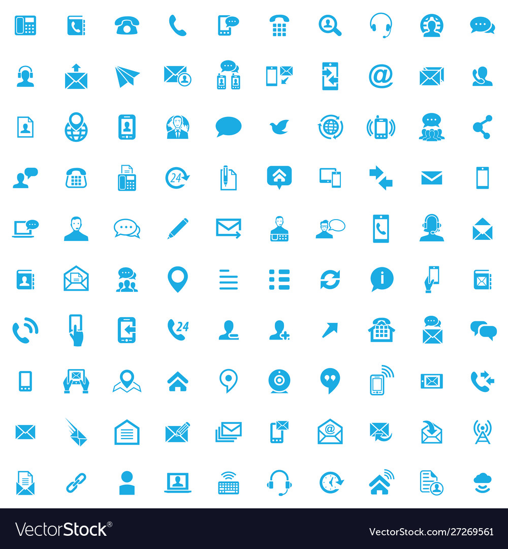 Contact us 100 icons universal set for web and ui