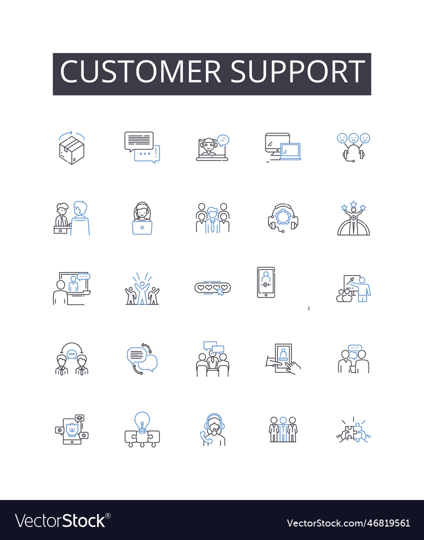 Customer support line icons collection client Vector Image