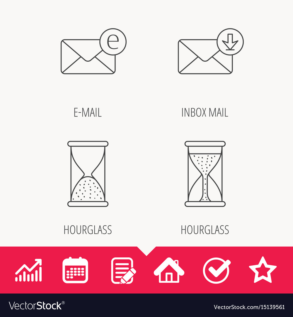 Hourglass inbox mail and e-mail icons