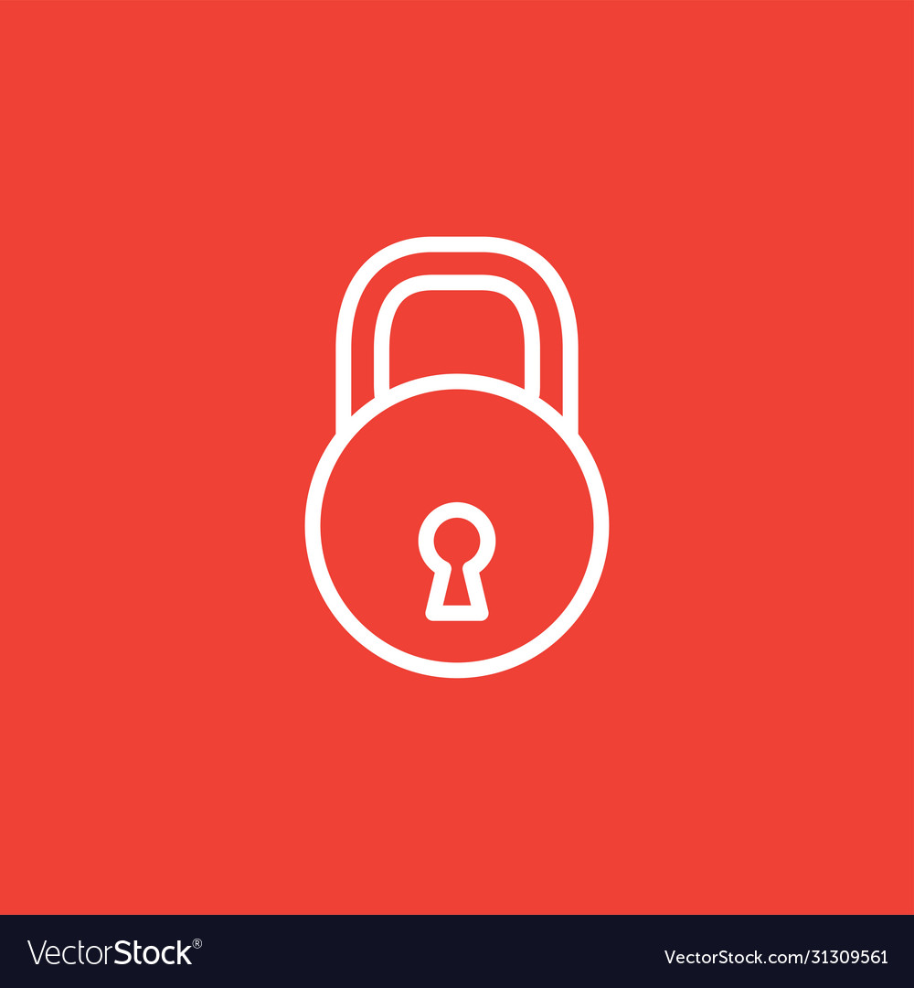 Lock line icon on red background flat style vector image Lock line icon on red background flat style