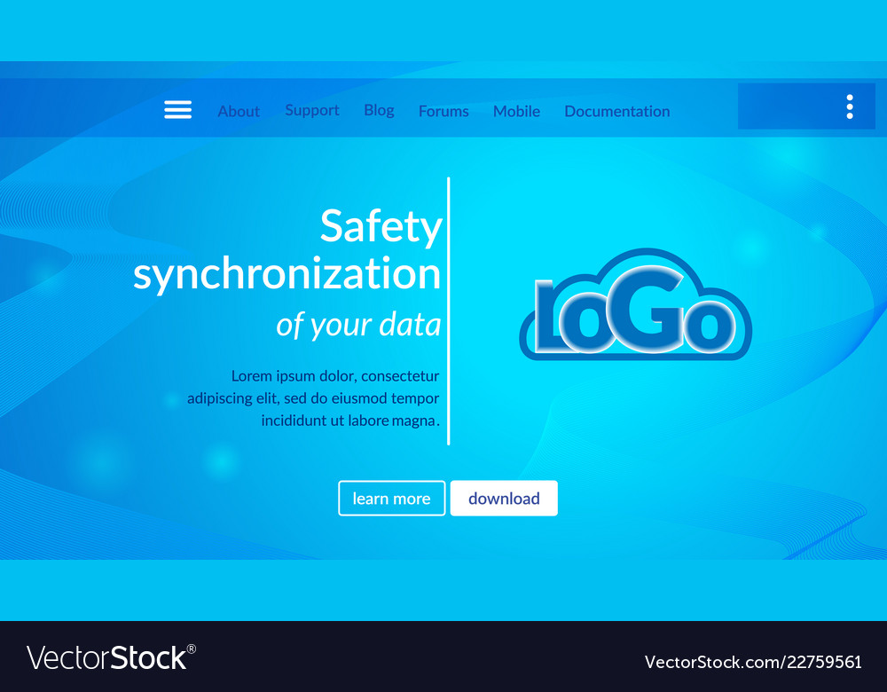 Online data security website page vector image Online data security website page