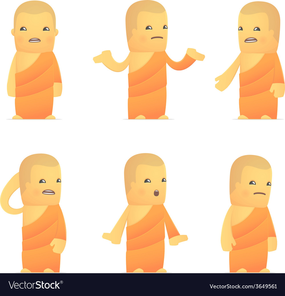 Set of monk character in different poses