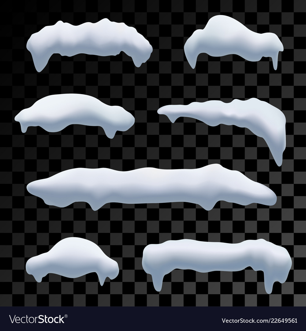 Seven snow caps snowball and snowdrifts Royalty Free Vector