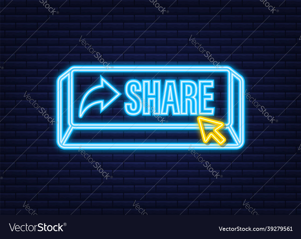 Share button in flat style on blue background