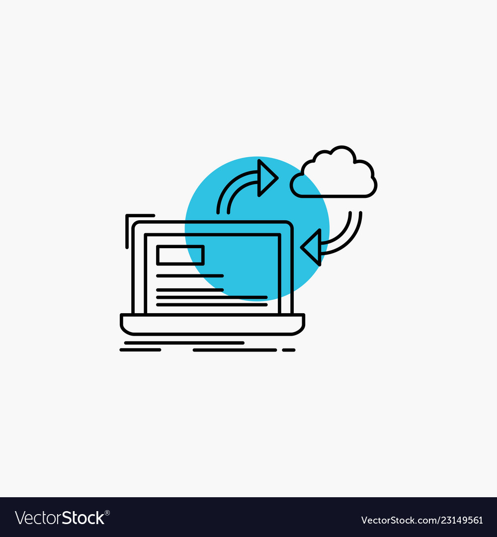 Sync processing data dashboard arrows line icon vector image Sync processing data dashboard arrows line icon