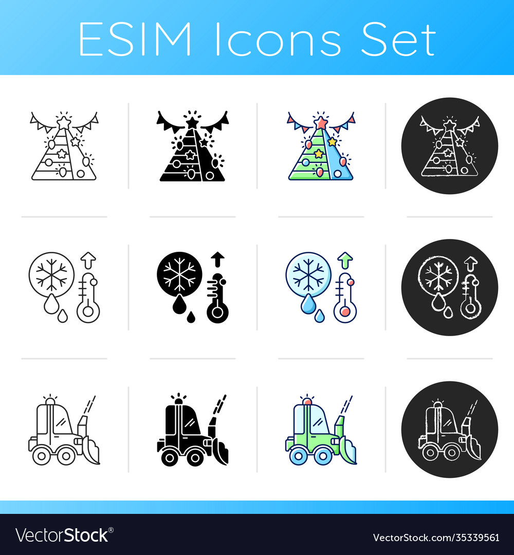 Winter cleaning service icons set