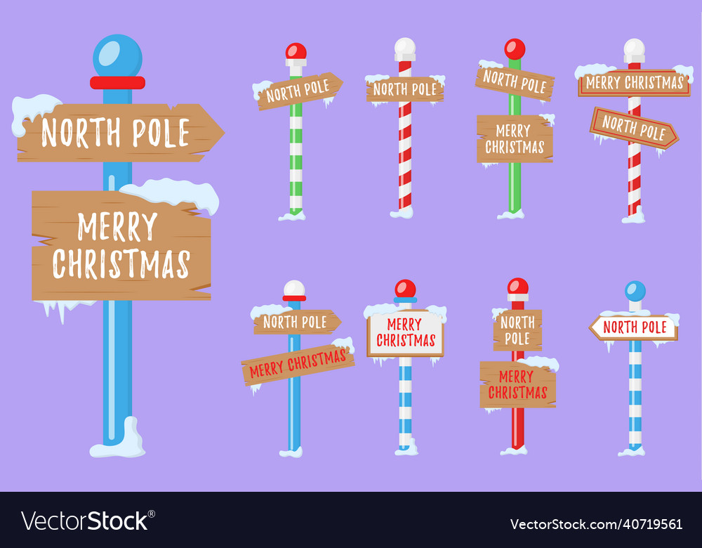 Winter holiday xmas signs for the north pole Vector Image