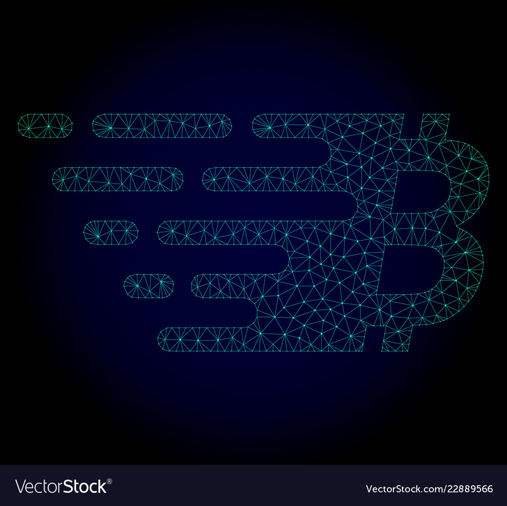 Bitcoin symbol polygonal frame mesh