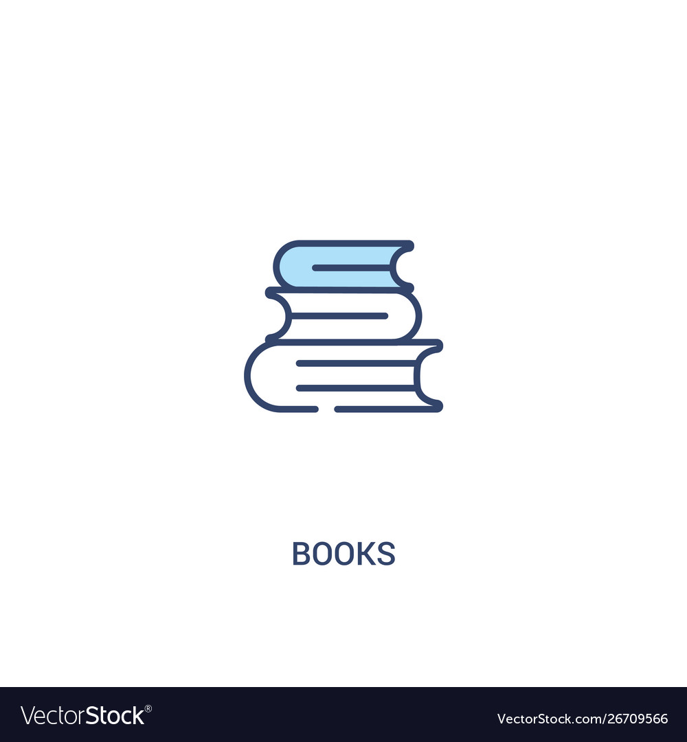 Books concept 2 colored icon simple line element Vector Image Books concept 2 colored icon simple line element
