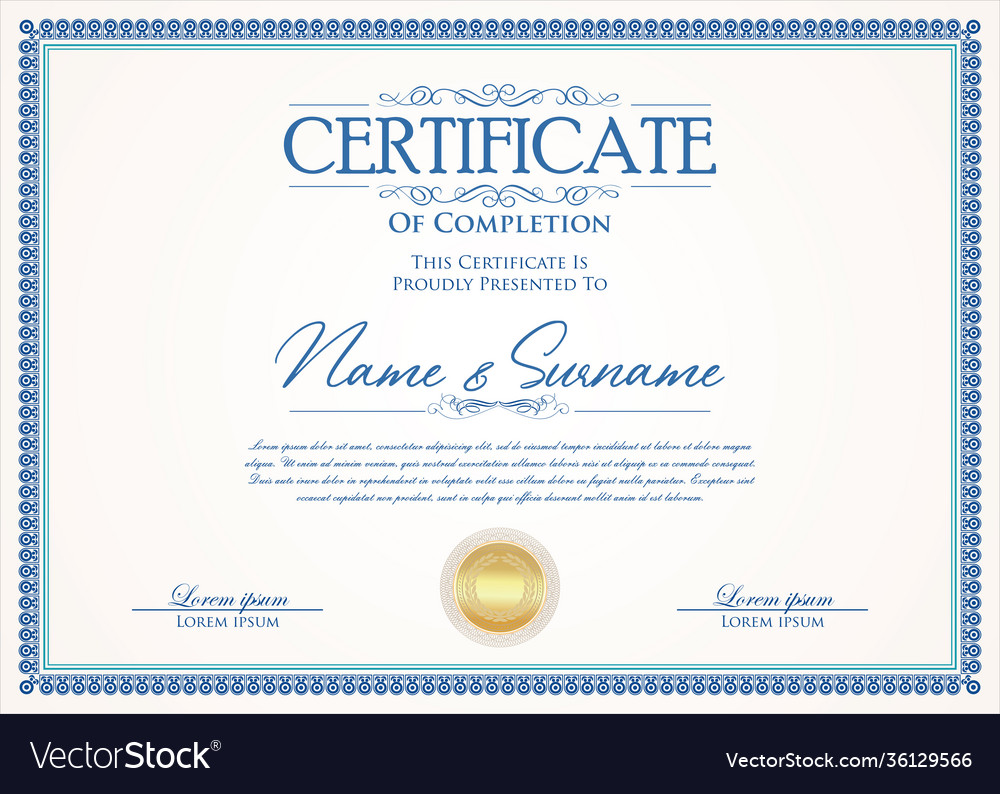 Certificate or diploma retro vintage design Vector Image