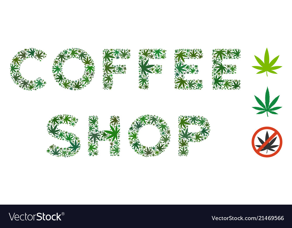 Coffee shop caption collage of weed leaves