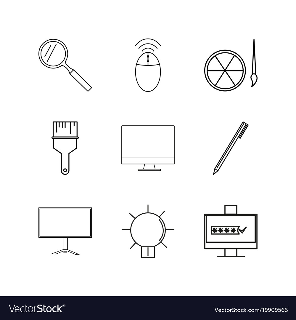 Design elements linear icon set simple outline