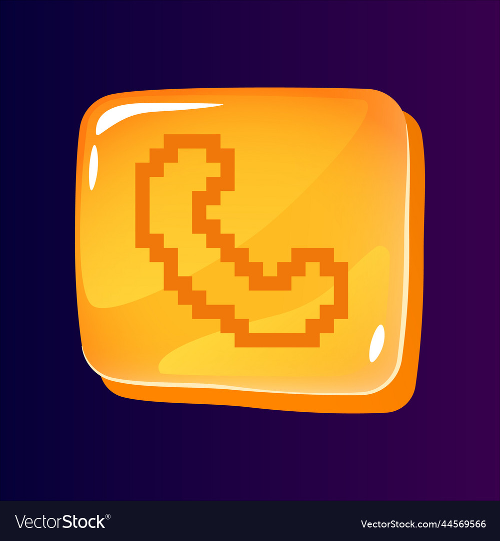 Handset glossy ui button with pixelated icon vector image Handset glossy ui button with pixelated icon