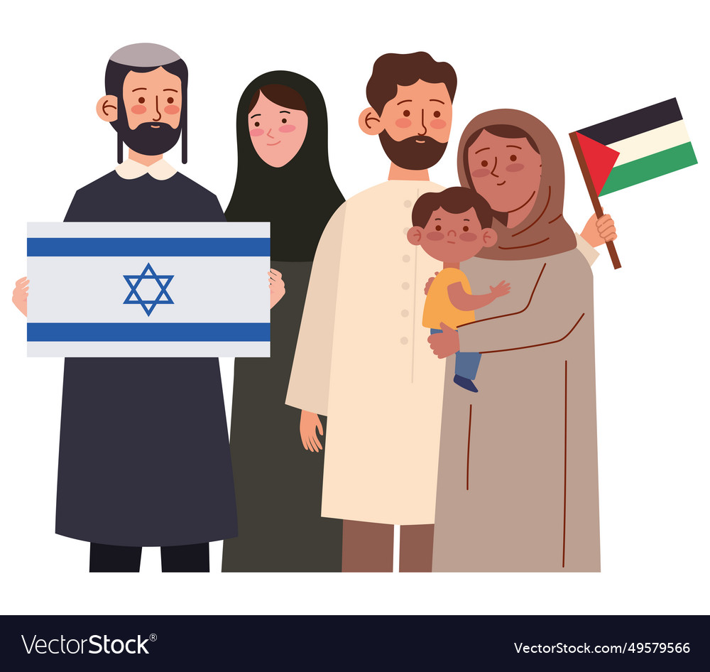 Israel and palestine peace people isolated Vector Image