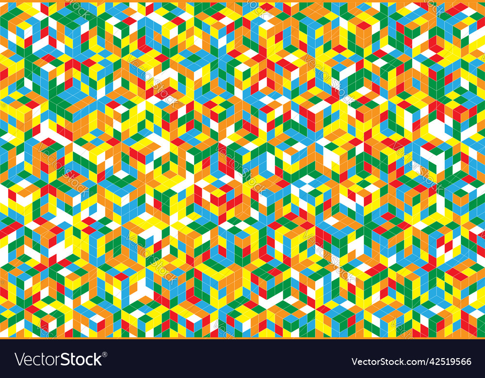 Magische Würfel Muster nahtlose Design Farbe Block vector image Magische Würfel Muster nahtlose Design Farbe Block