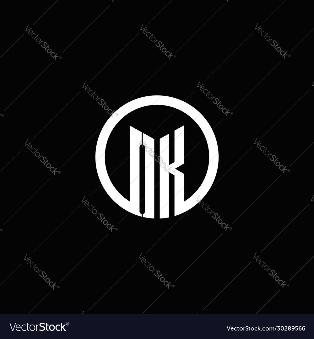 Ok monogram logo isolated with a rotating circle