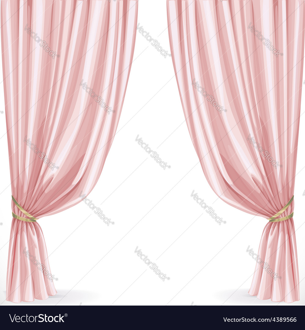 Pink Curtain Isolated On A White Background Vector Image