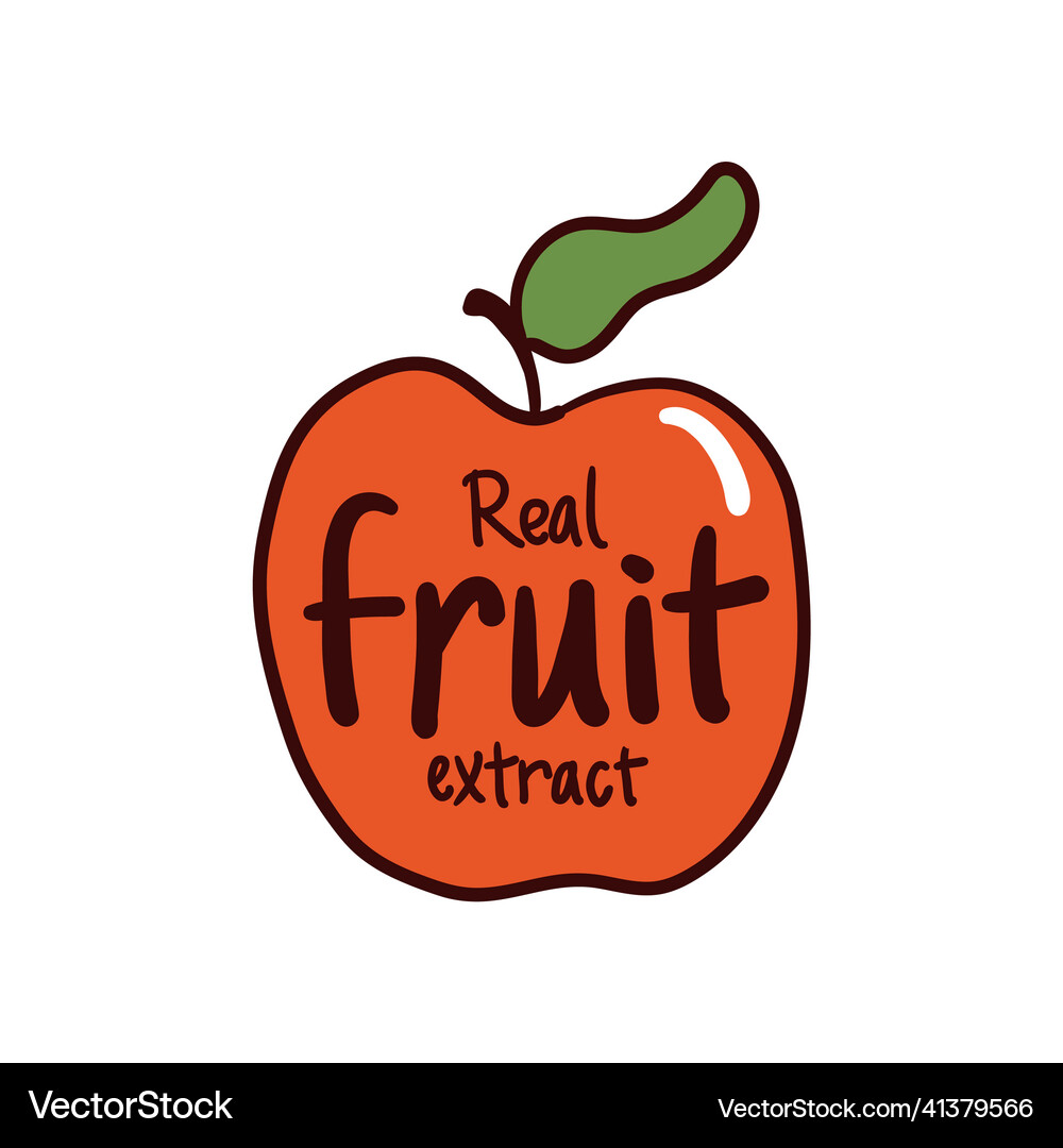 Real fruit extract label healthy product sticker Vector Image
