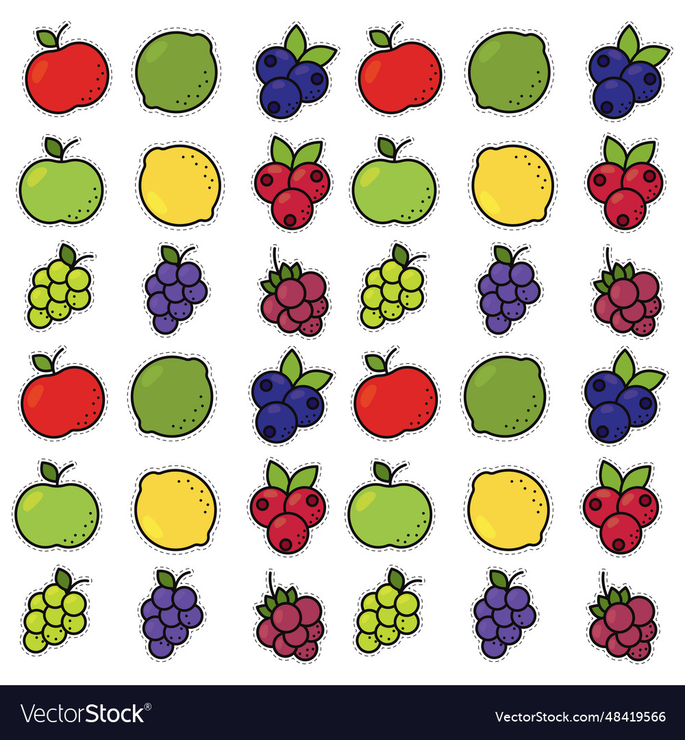 Seamless pattern background with set of fruit