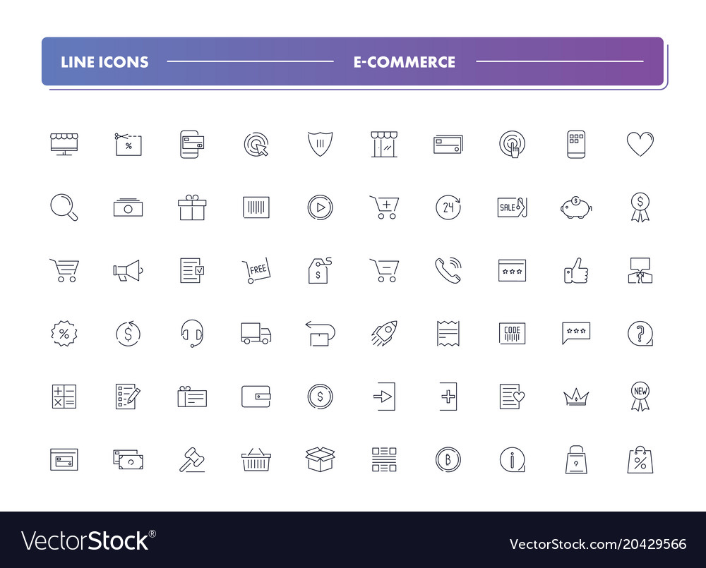 Set of 60 line icons e-commerce