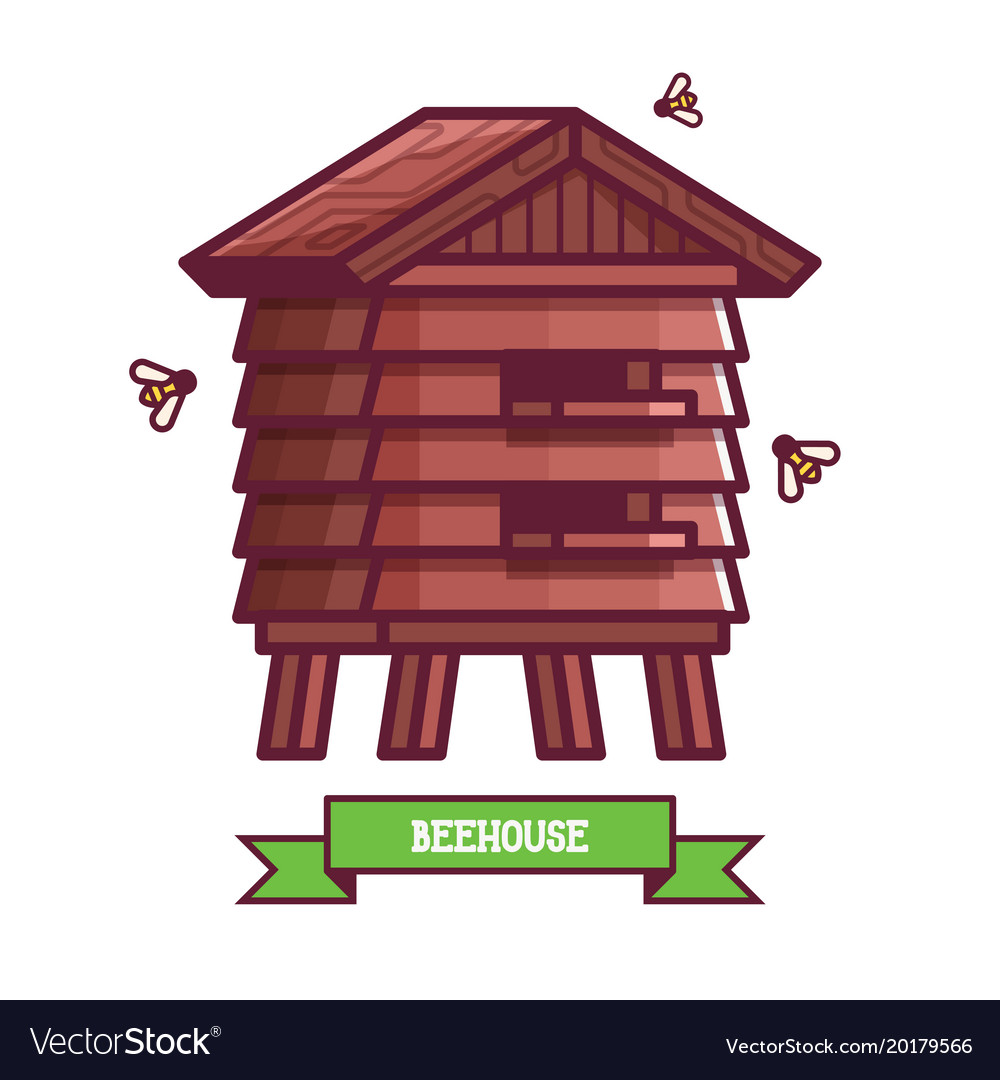 Wooden bee house icon