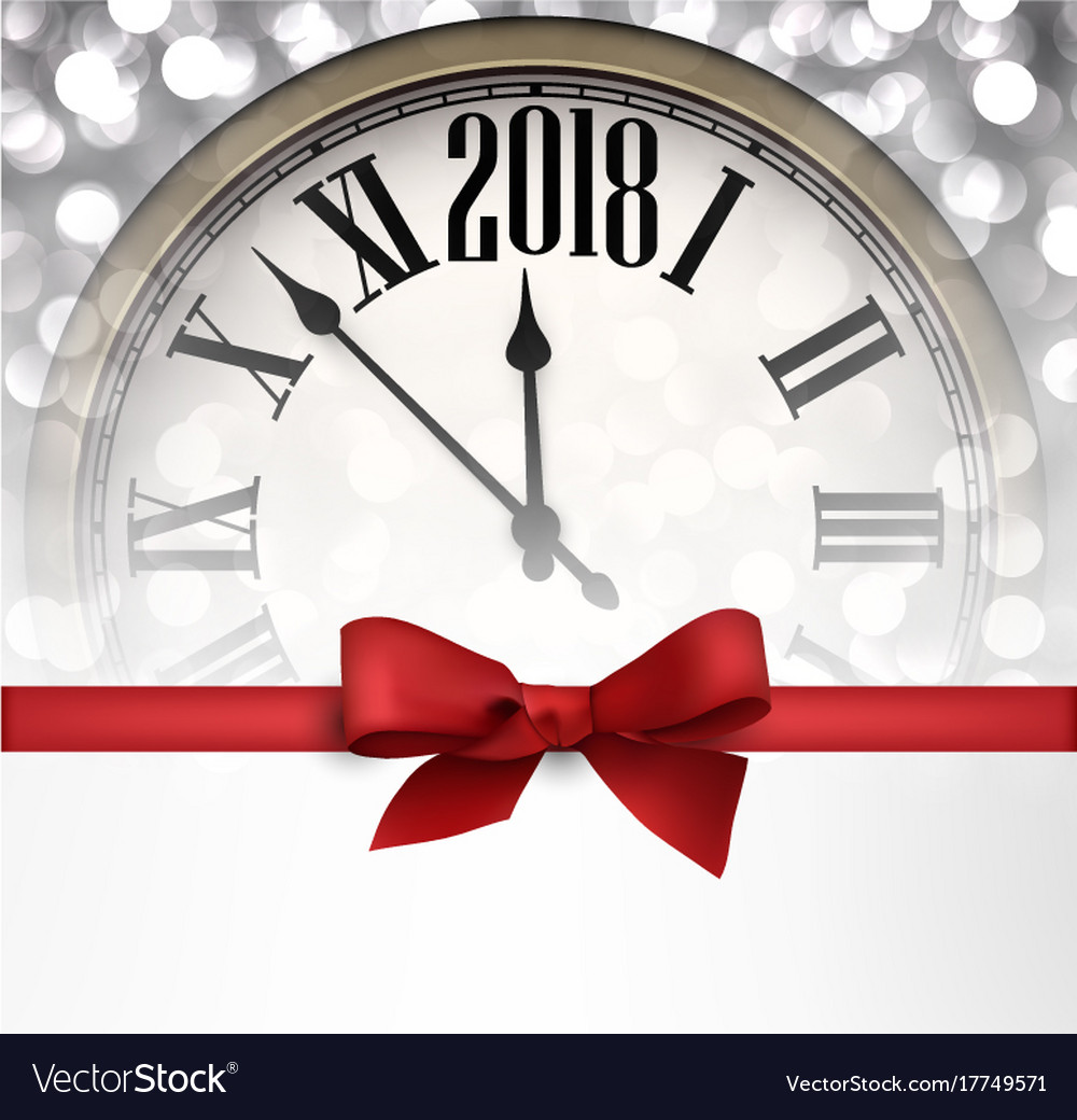 2018 new year background with clock