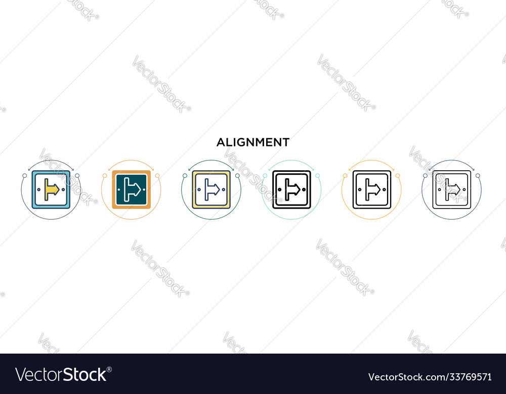 Alignment icon in filled thin line outline