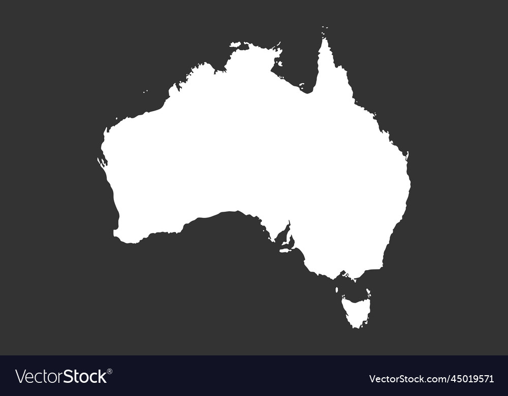 Australia map white silhouette of Royalty Free Vector Image