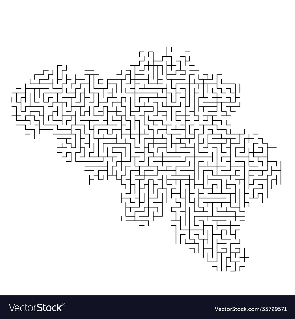Belgium map from black pattern maze grid