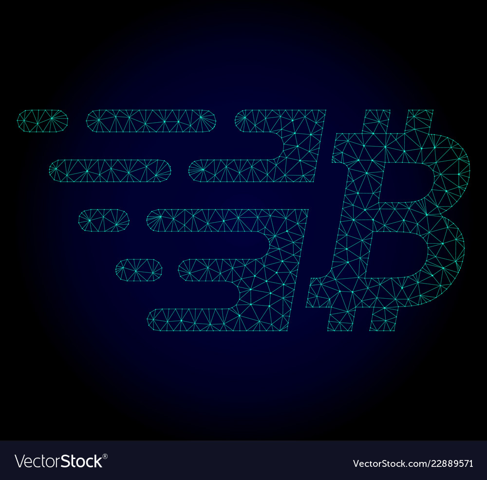 Bitcoin polygonal frame mesh vector image Bitcoin polygonal frame mesh