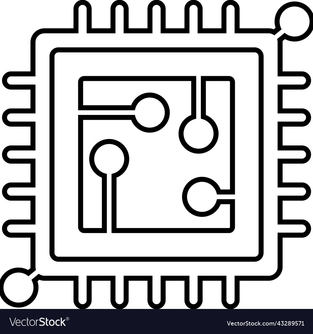 Chip circuit microchip processor line icon