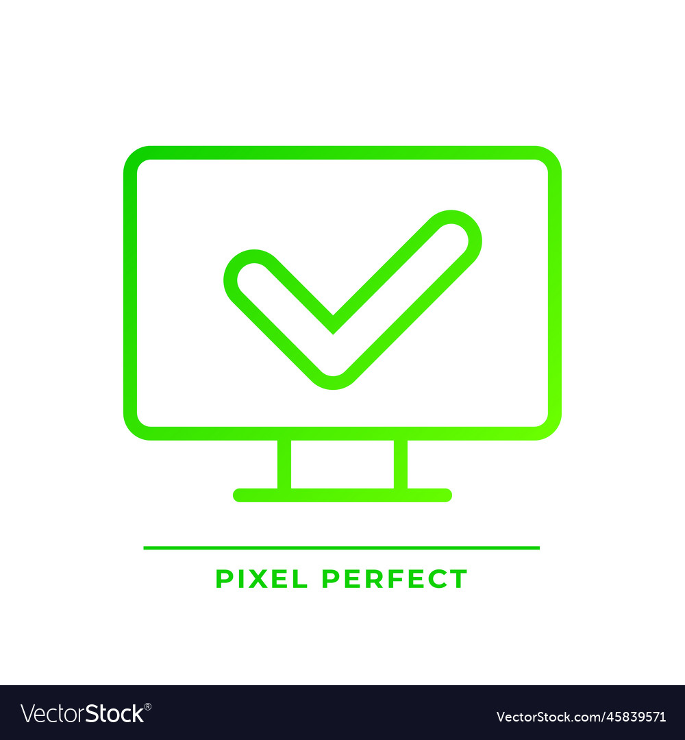 Computer with check mark pixel perfect gradient vector image Computer with check mark pixel perfect gradient
