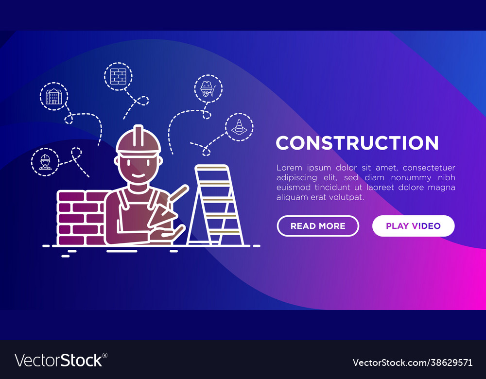 Construction concept with thin line icons builder