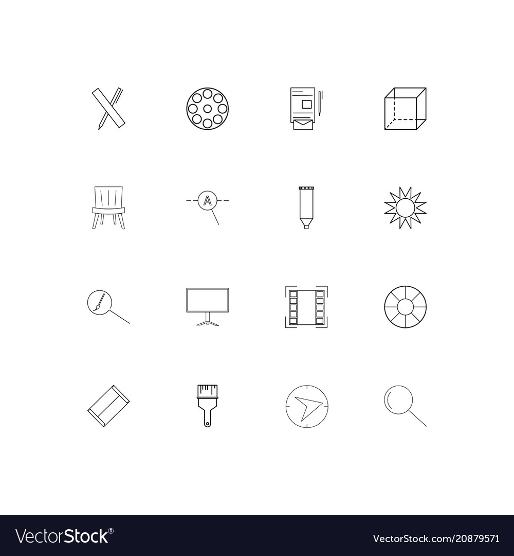 Creative process and design linear thin icons set
