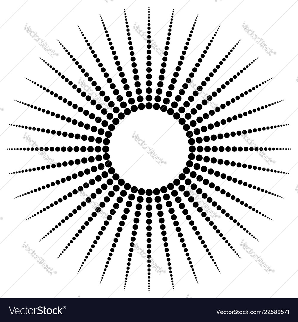 Dotted radial motif shape abstract design element vector image Dotted radial motif shape abstract design element