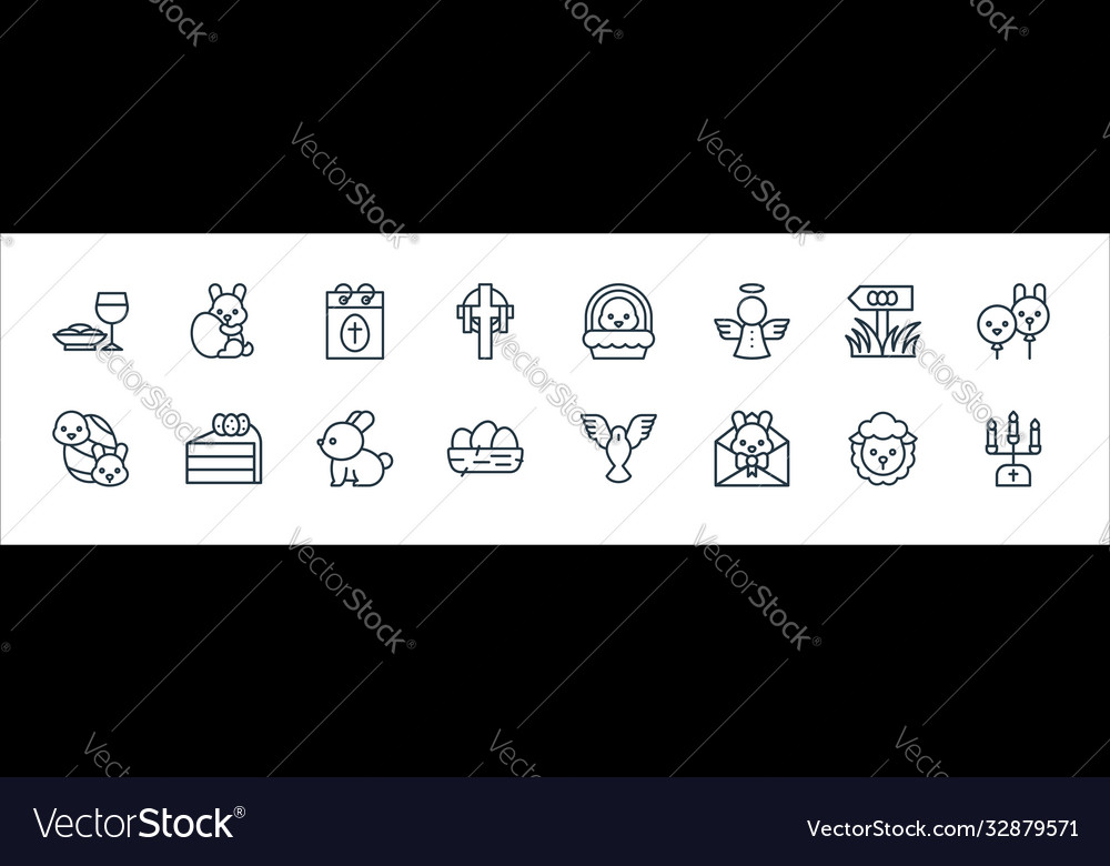 Easter line icons linear set quality vector image Easter line icons linear set quality