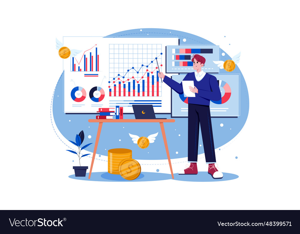 Financial analyst concept on white background Vector Image